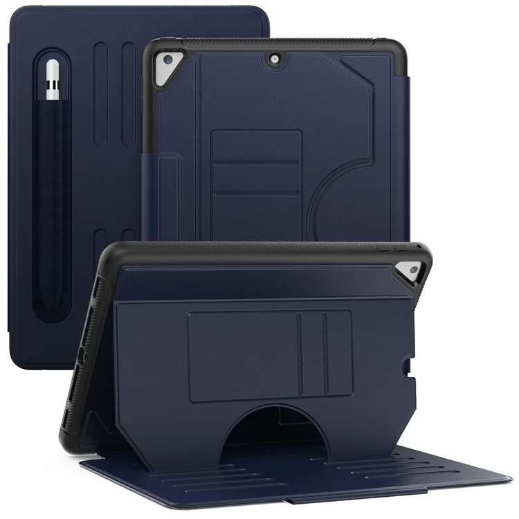 pour ipad 9.7-pouces (2018) / (2017) / ipad pro 9,7 pouces (2016) / ipad air 2 couverture de tablette de veille de somnifère en cuir automatique de caisse ipad 2 - bleu marine