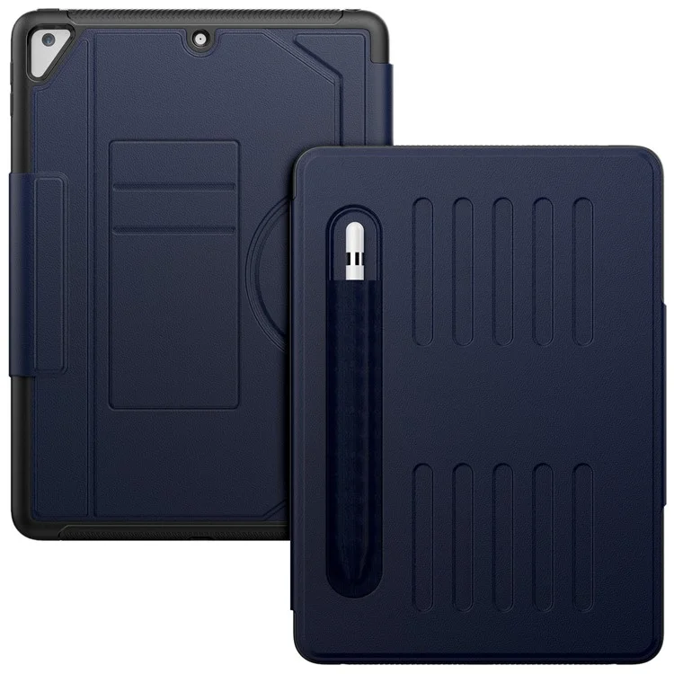 pour ipad 9.7-pouces (2018) / (2017) / ipad pro 9,7 pouces (2016) / ipad air 2 couverture de tablette de veille de somnifère en cuir automatique de caisse ipad 2 - bleu marine