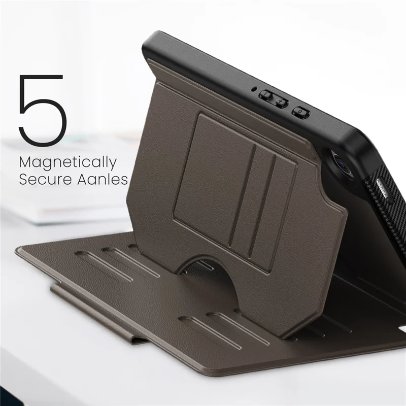 For Samsung Galaxy Tab A11 / A9 Case 5-Level Adjustable Stand Tablet Cover with Card Holder and Pen Slot - Brown