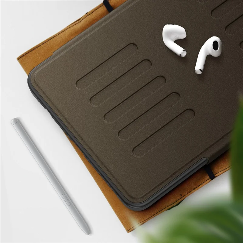 For Samsung Galaxy Tab A11 / A9 Case 5-Level Adjustable Stand Tablet Cover with Card Holder and Pen Slot - Brown