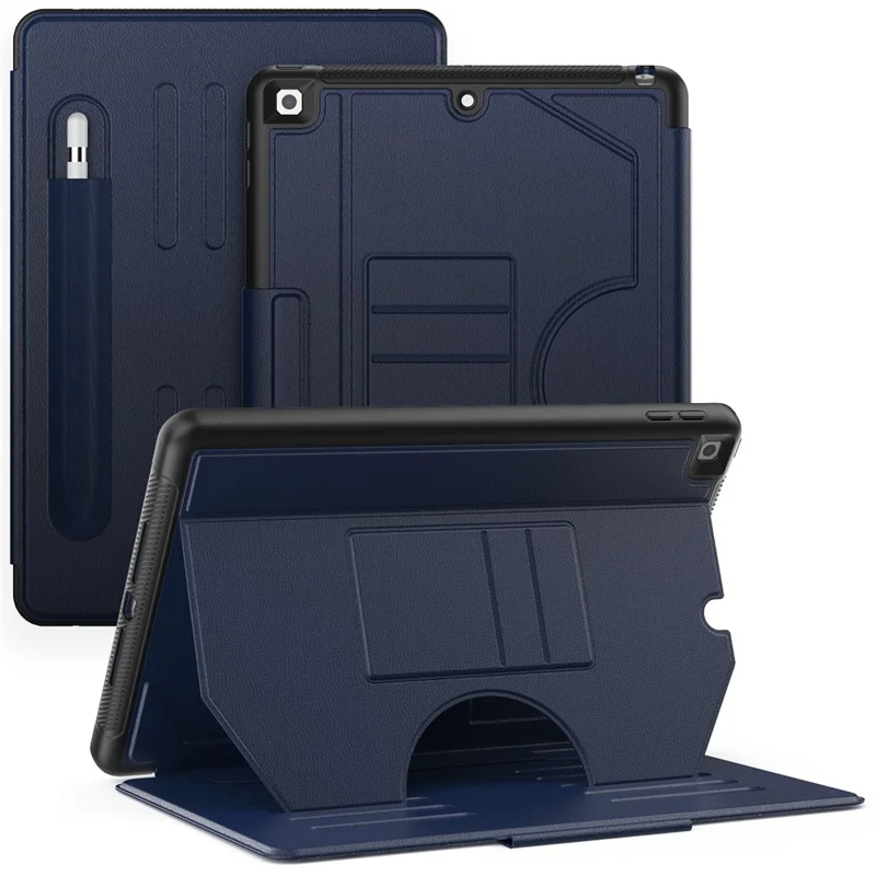 Für Ipad 10.2 (2021) / 10.2 (2019) / 10.2 (2020) Hülle Schockkartenhalter Flip Tablet Deckung Mit Stiftschlitz - Navy Blau