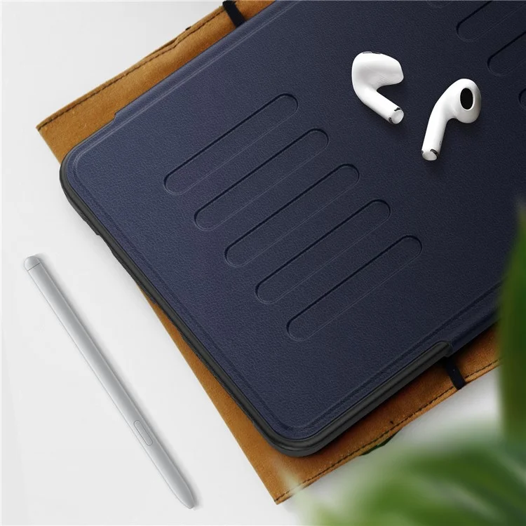 For Samsung Galaxy Tab A9+ SM-X210 / X216 / X218 Case 5-Level Stand Pen Slot Tablet Cover - Navy Blue