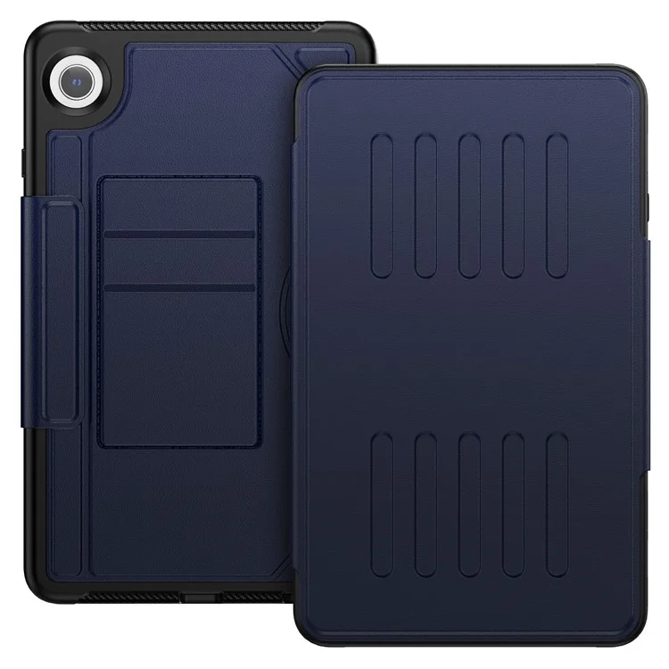 For Samsung Galaxy Tab A9+ SM-X210 / X216 / X218 Case 5-Level Stand Pen Slot Tablet Cover - Navy Blue