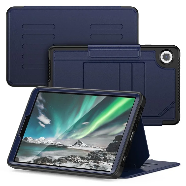 For Samsung Galaxy Tab A9+ SM-X210 / X216 / X218 Case 5-Level Stand Pen Slot Tablet Cover - Navy Blue