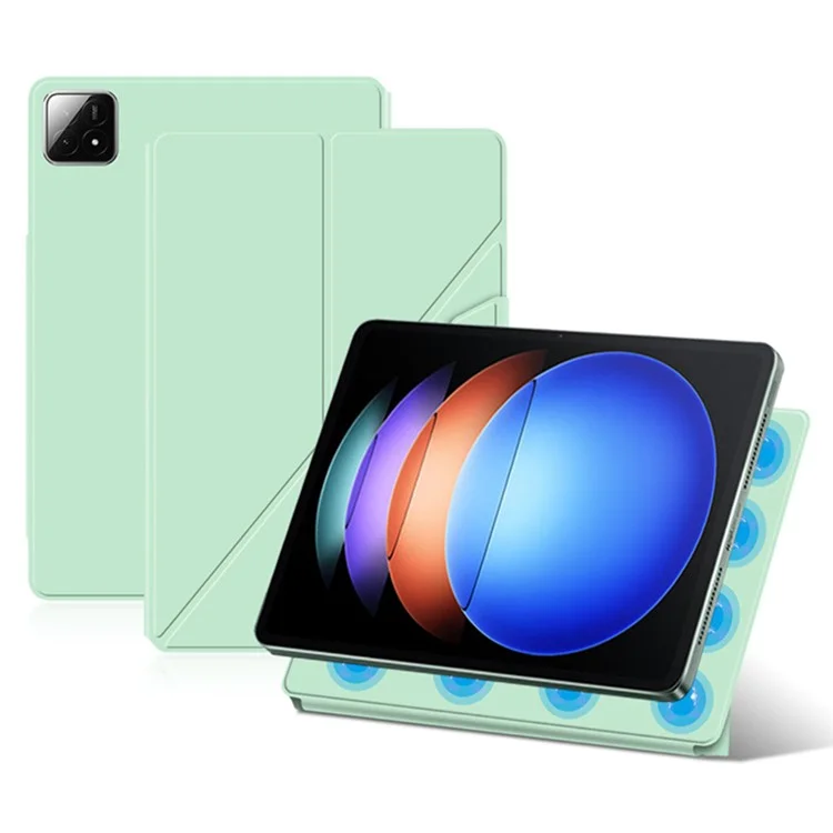 Для чехла Xiaomi Pad 6S Pro 12.4 Origami Stand PU Leather Flip Tablet Cover - зеленый