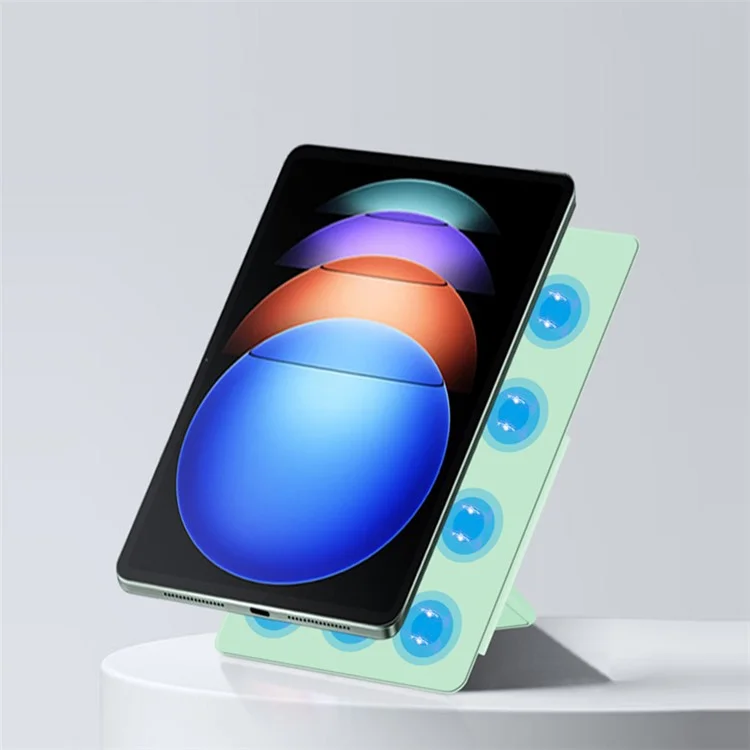 Для чехла Xiaomi Pad 6S Pro 12.4 Origami Stand PU Leather Flip Tablet Cover - зеленый