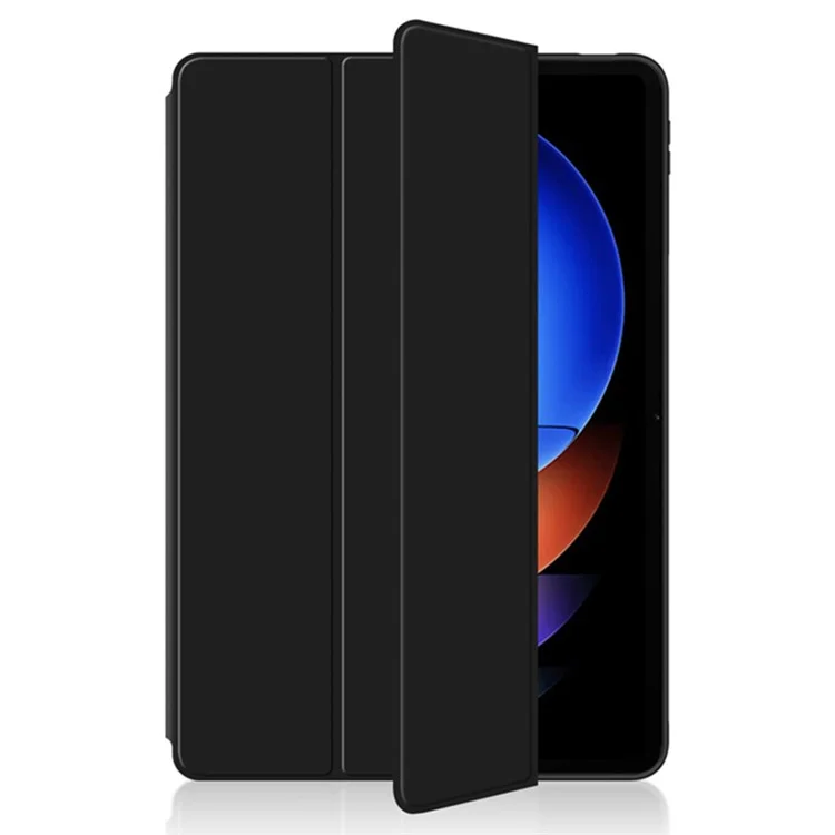 Para Xiaomi Pad 6S Pro 12.4 Capa Trifold Stand Capa Protetora de Couro PU para Tablet - Preto