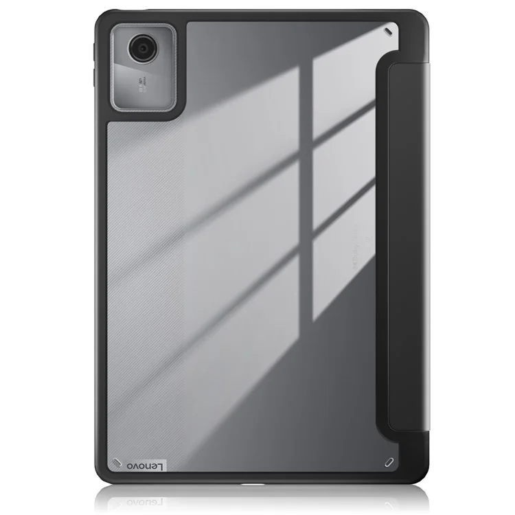 For Lenovo Tab M11 / Xiaoxin Pad 11 2024 330 Case Skin-Touch Tri-fold Stand Tablet Smart Cover - Black