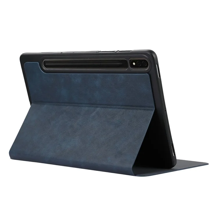 Pour Samsung Galaxy Tab S9+ / Tab S9 FE+ Stand Case Minimaliste Housse en Cuir pour Tablette - Bleu