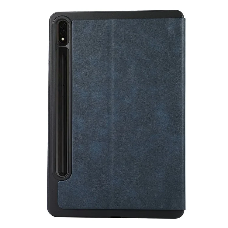 Pour Samsung Galaxy Tab S9+ / Tab S9 FE+ Stand Case Minimaliste Housse en Cuir pour Tablette - Bleu