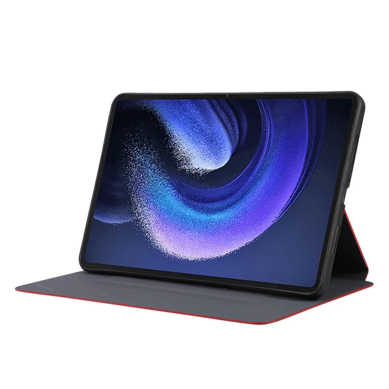 For Xiaomi Pad 6 Leather Case Foldable Stand Inner Soft TPU Tablet Cover - Red