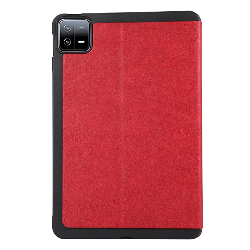 For Xiaomi Pad 6 Leather Case Foldable Stand Inner Soft TPU Tablet Cover - Red
