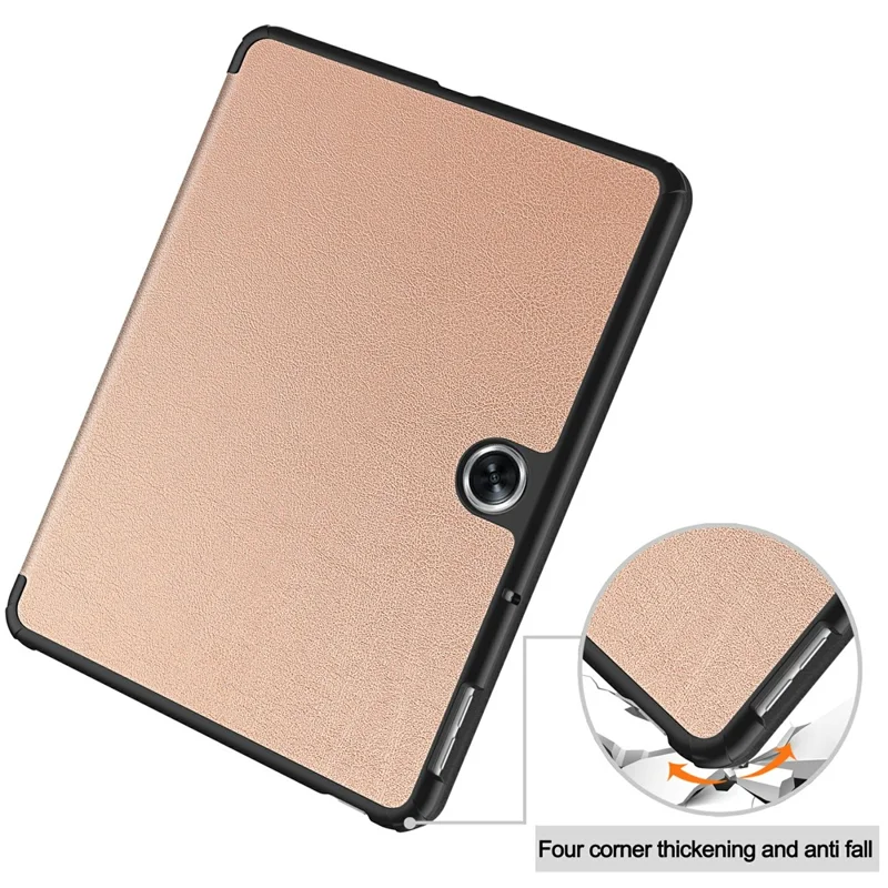 Pour Oppo Pad Air 2 Coque PC+Cuir Réveil/Veille Automatique Coque de Protection avec Support Tri-pli - Rose Gold