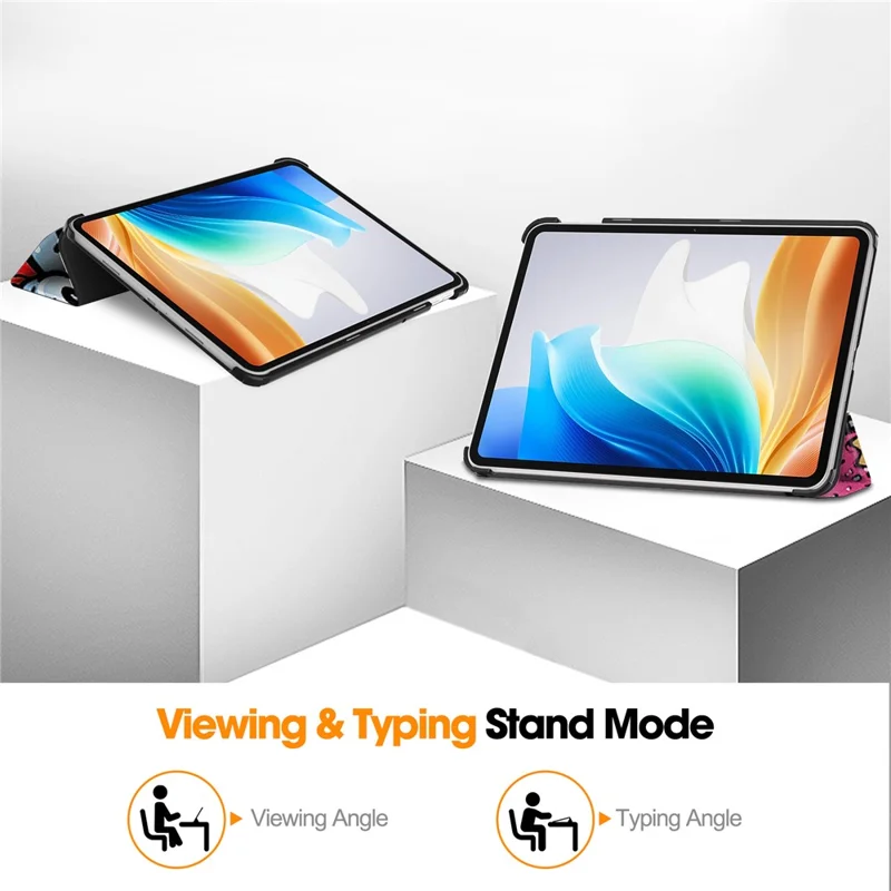 For Oppo Pad Go / Pad Air 2 Tablet Case Trifold Stand Pattern Printing Drop-proof Cover - Graffiti