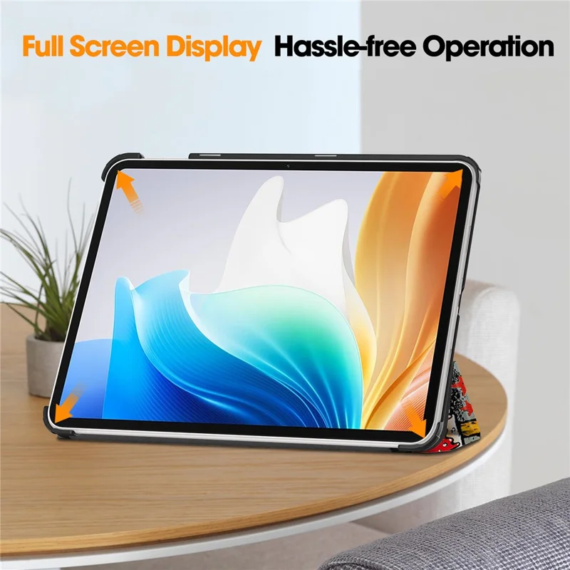 For Oppo Pad Go / Pad Air 2 Tablet Case Trifold Stand Pattern Printing Drop-proof Cover - Graffiti