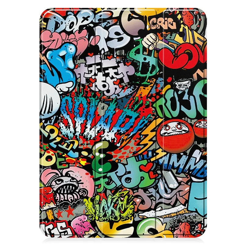 For Oppo Pad Go / Pad Air 2 Tablet Case Trifold Stand Pattern Printing Drop-proof Cover - Graffiti