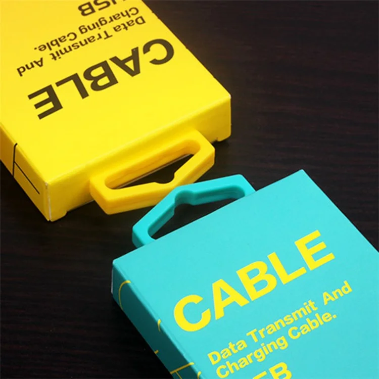 KJ-295 100pcs / Bundle Neutral English Version Packaging Box Per Cavo Dati USB - Giallo / Gancio Giallo