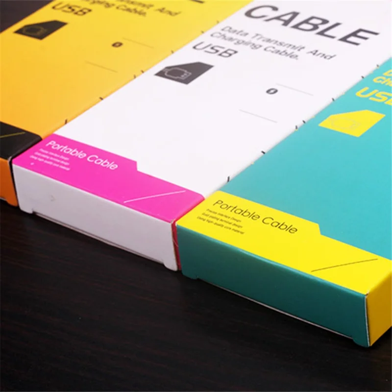 KJ-295 100Pcs / Bundle Neutral English Version Packaging Box for USB Data Cable - Cyan / Cyan Hook