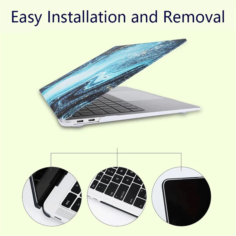 For MacBook Pro 15 inch (2016-2017) A1707 / (2018-2019) A1990 PC Case Pattern Printed Slim Laptop Shell - DDC-015