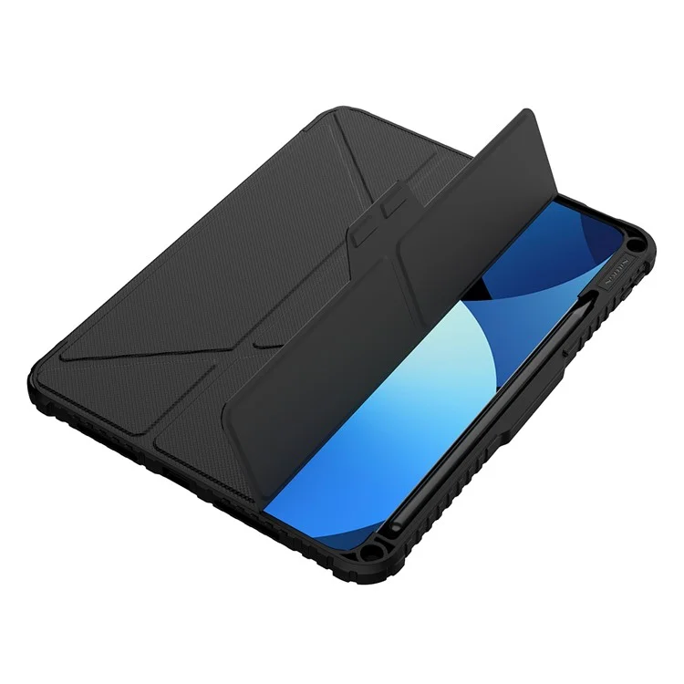 NILLKIN Bumper Leather Case Pro for iPad Pro 11 (2024) Tablet Cover Anti-Fall Auto Wake  /  Sleep Case - Black