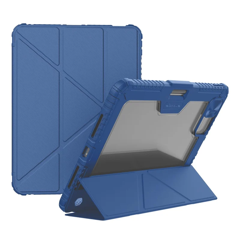 NILLKIN Bumper Leather Case Pro for iPad Pro 11 (2025) / 11 (2024) Tablet Cover Anti-Fall Auto Wake  /  Sleep Case - Blue