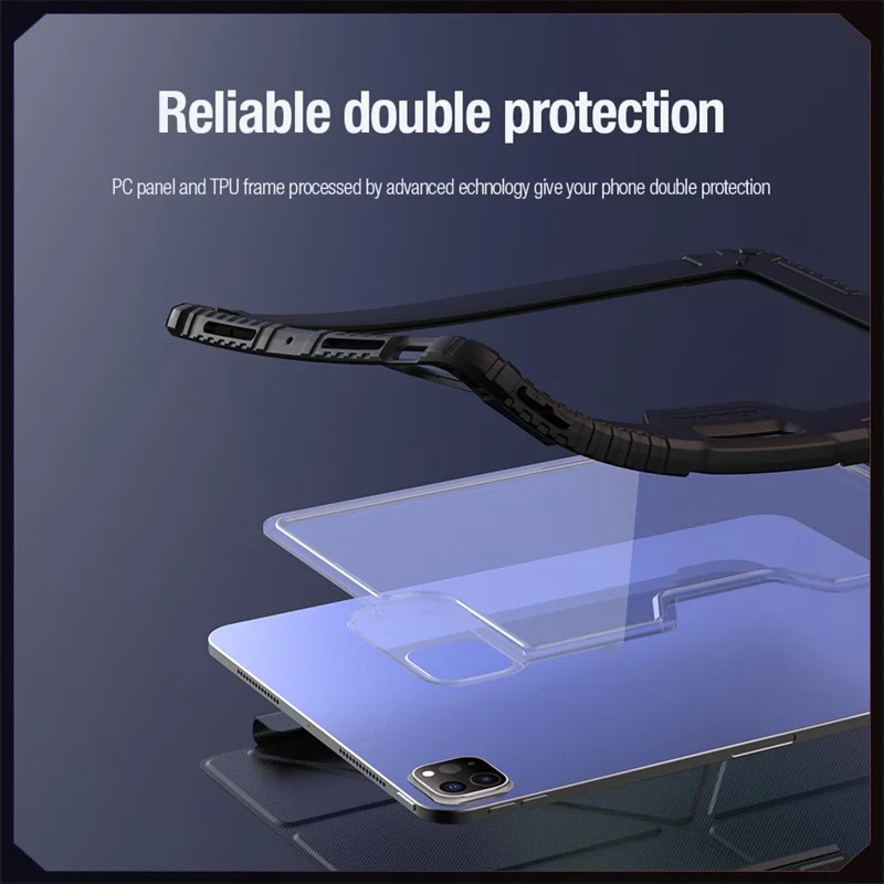 NILLKIN Bumper Leather Case Pro for iPad Pro 11 (2025) / 11 (2024) Tablet Cover Anti-Fall Auto Wake  /  Sleep Case - Blue