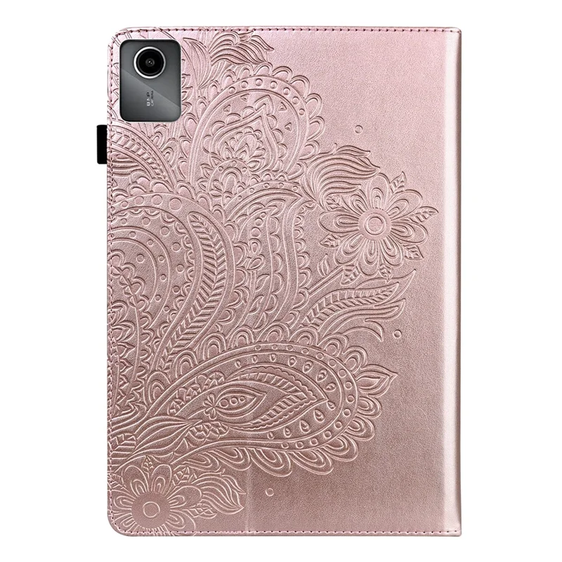 Für Lenovo Tab M11 / Xiaoxin Pad 11 2024 Case Flower Pattern PU Leder Ständer Tablet Cover - Roségold