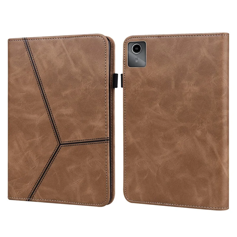 Para Lenovo Tab M11 / Xiaoxin Pad 11 2024 Case PU Leather Card Holder Protective Stand Cover - Brown