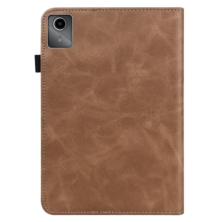 Para Lenovo Tab M11 / Xiaoxin Pad 11 2024 Case PU Leather Card Holder Protective Stand Cover - Brown