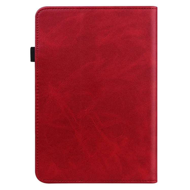 Para Amazon Kindle Paperwhite (2024) Case PU Linha de Couro Com Tampa Impressa Com Elástico - Vermelho