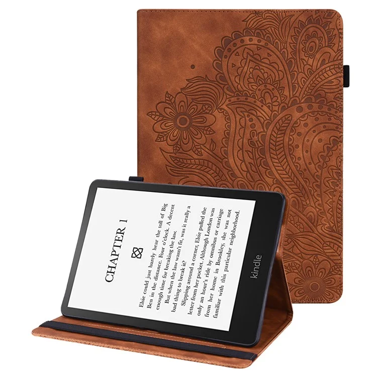 Para Amazon Kindle Paperwhite (2024) Caso PU Couather E-Reader Tampa Com Slots de Cartão - Marrom