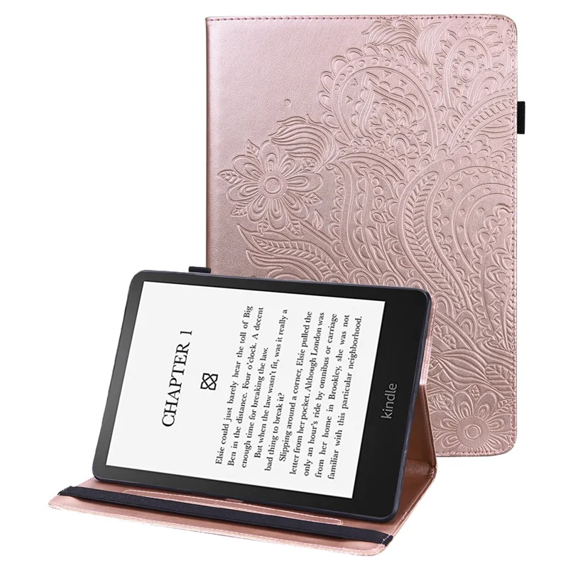 For Amazon Kindle Paperwhite (2024) / Kindle Colorsoft Case PU Leather E-Reader Cover with Card Slots Stand - Rose Gold