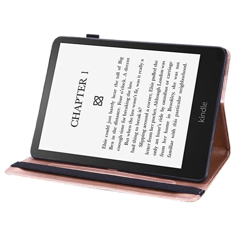 For Amazon Kindle Paperwhite (2024) / Kindle Colorsoft Case PU Leather E-Reader Cover with Card Slots Stand - Rose Gold