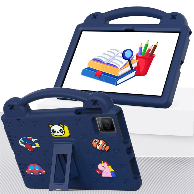For TCL Tab 10 Gen 2 / T-Mobile REVVL Tab Case EVA Cute Patterns Tablet Cover with Kickstand and Handle - Navy Blue