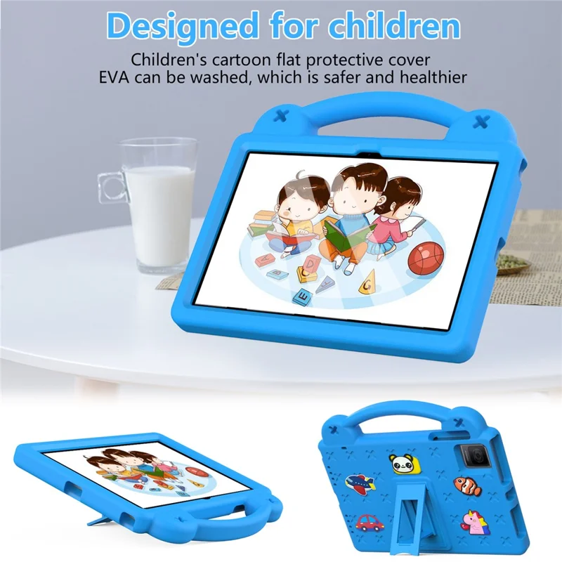 For TCL Tab 10 Gen 2 / T-Mobile REVVL Tab Case EVA Cute Patterns Tablet Cover with Kickstand and Handle - Sky Blue