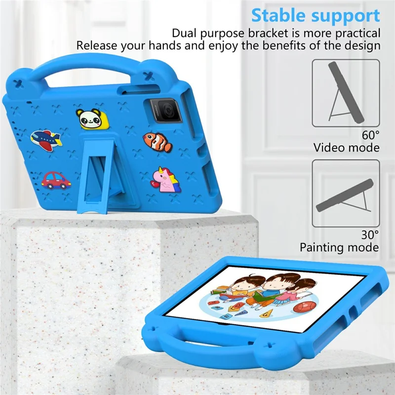 For TCL Tab 10 Gen 2 / T-Mobile REVVL Tab Case EVA Cute Patterns Tablet Cover with Kickstand and Handle - Sky Blue