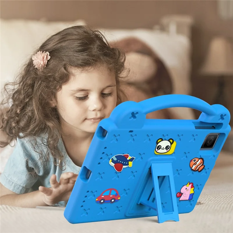 For TCL Tab 10 Gen 2 / T-Mobile REVVL Tab Case EVA Cute Patterns Tablet Cover with Kickstand and Handle - Sky Blue