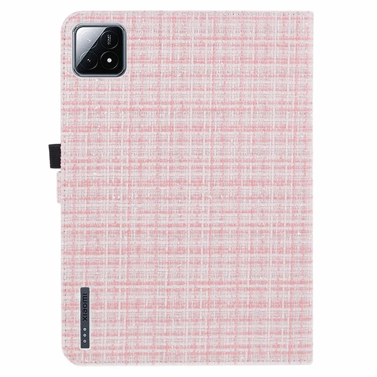 Per Xiaomi Pad 6S Pro 12.4 Custodia Tablet con Trama Intrecciata in Pelle PU a Flip Stand - Tessuto Rosa