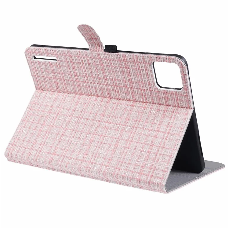 Per Xiaomi Pad 6S Pro 12.4 Custodia Tablet con Trama Intrecciata in Pelle PU a Flip Stand - Tessuto Rosa