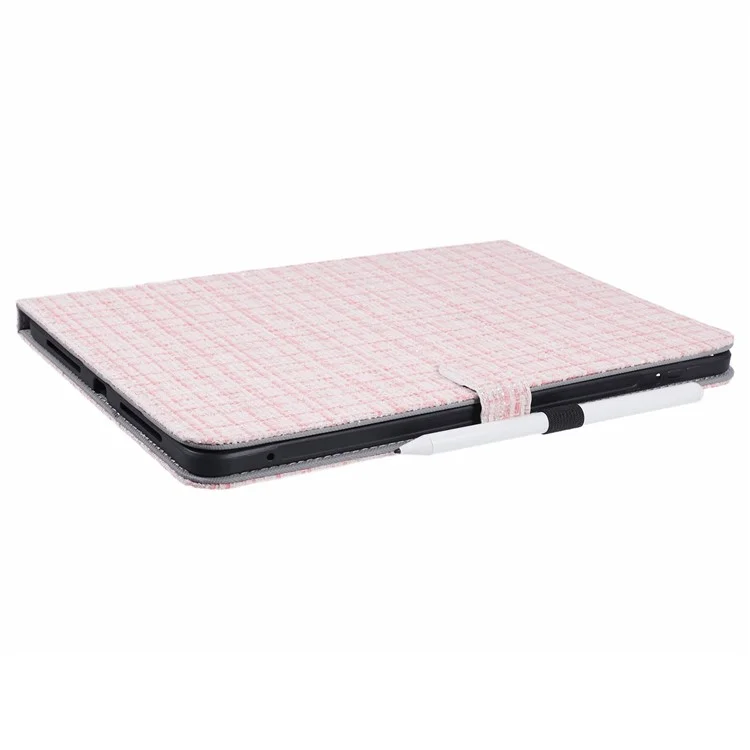 For Xiaomi Pad 6S Pro 12.4 Woven Pattern Tablet Case PU Leather Flip Stand Cover - Woven Pink