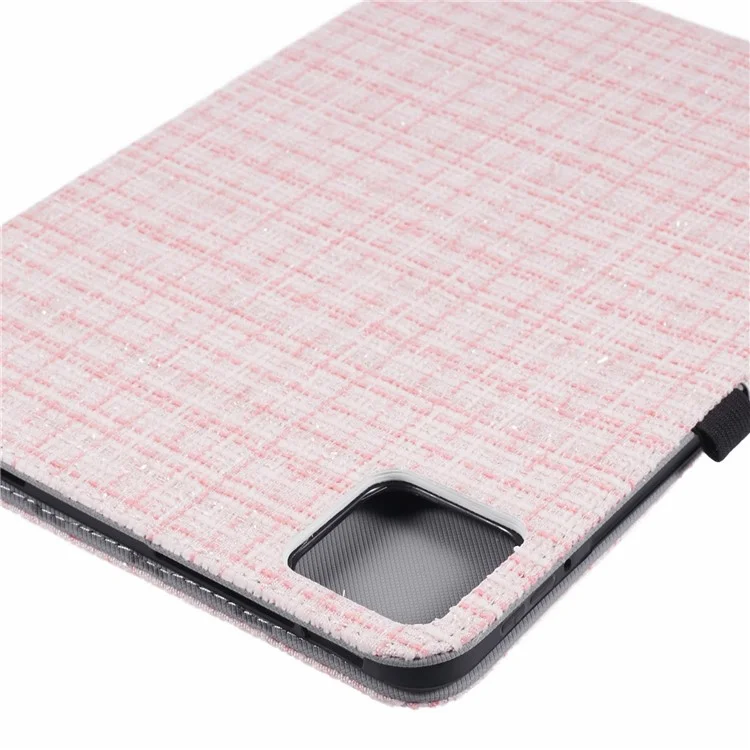 Per Xiaomi Pad 6S Pro 12.4 Custodia Tablet con Trama Intrecciata in Pelle PU a Flip Stand - Tessuto Rosa