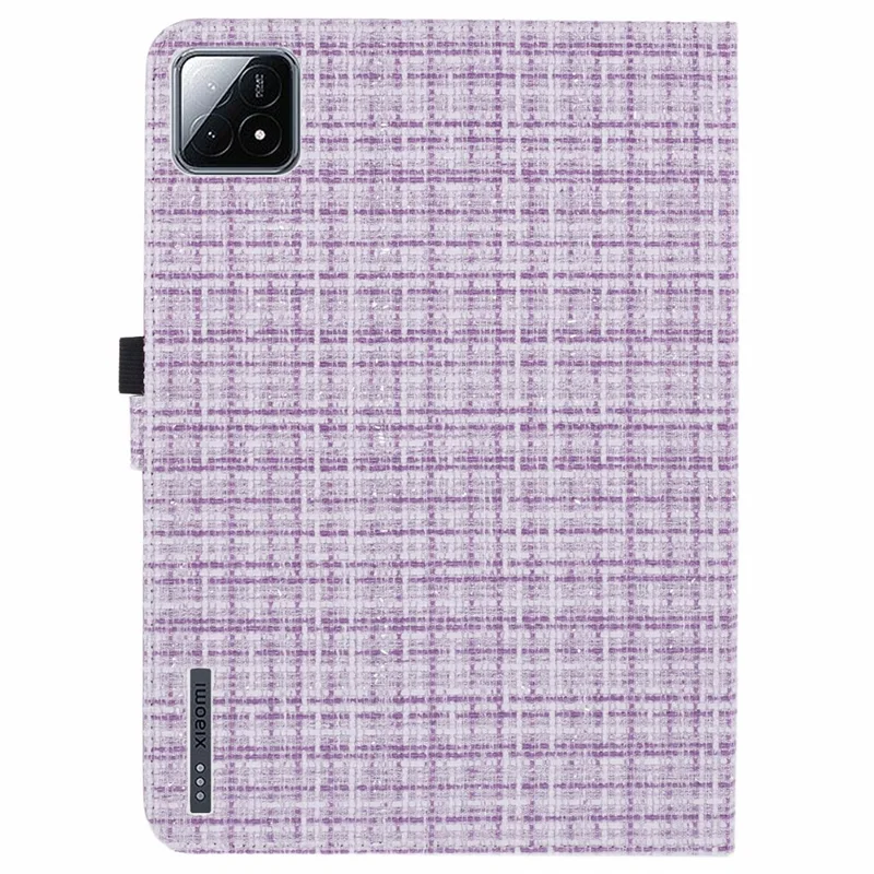For Xiaomi Pad 6S Pro 12.4 Woven Pattern Tablet Case PU Leather Flip Stand Cover - Woven Purple