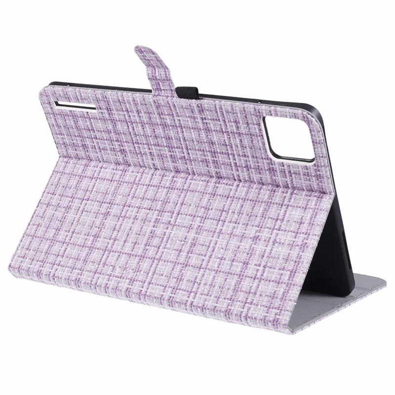 For Xiaomi Pad 6S Pro 12.4 Woven Pattern Tablet Case PU Leather Flip Stand Cover - Woven Purple