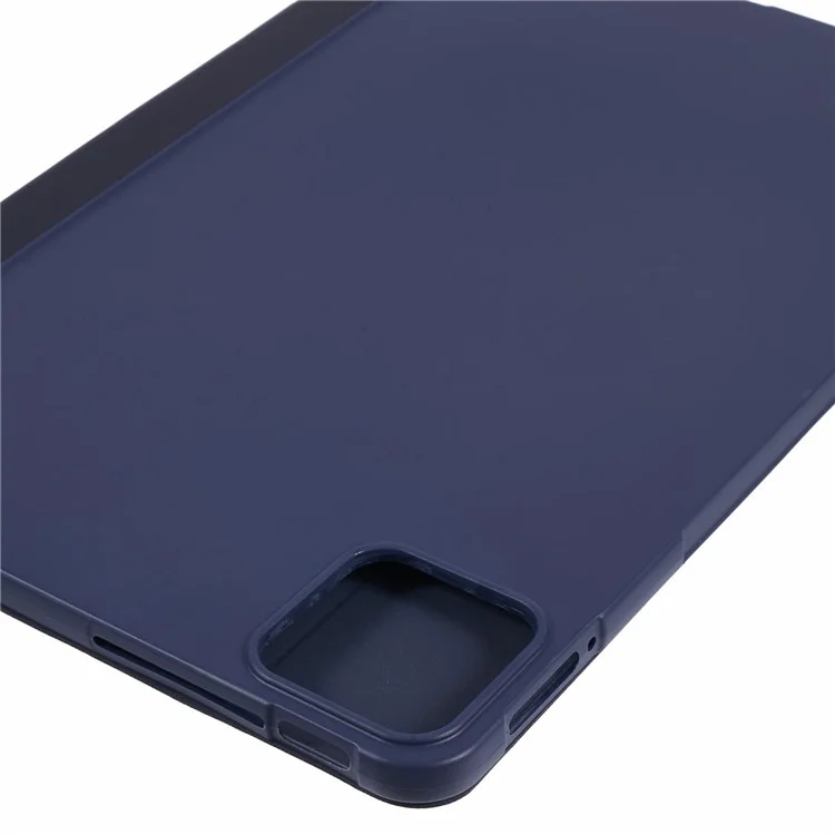 Para Xiaomi Pad 6S Pro 12.4 Case Tri-fold Stand Shell PU Leather+Silicone Tablet Cover - Dark Blue