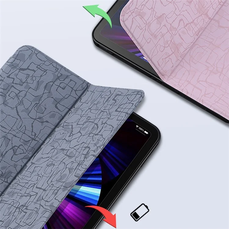 Serie de Textura de Moda de Nivel x Para Ipad Pro 10.5 Pulgadas (2017) / Air 10.5 Pulgadas (2019) Case de Cuero Anti-drop Taplet Cover - Gris