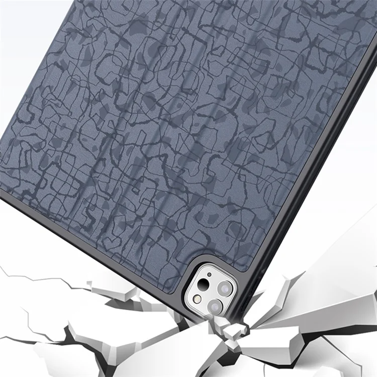 Serie de Textura de Moda de Nivel x Para Ipad Pro 10.5 Pulgadas (2017) / Air 10.5 Pulgadas (2019) Case de Cuero Anti-drop Taplet Cover - Gris