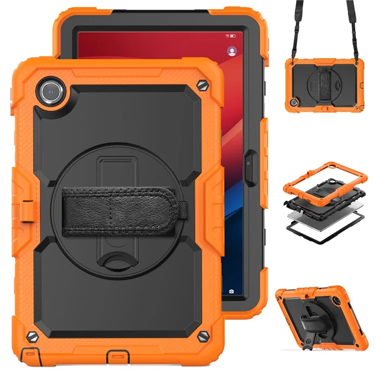 For Lenovo Tab M11 TB330FU / Xiaoxin Pad 11 2024 TB331FC Kickstand Case PC+Silicone Tablet Cover - Black+Orange
