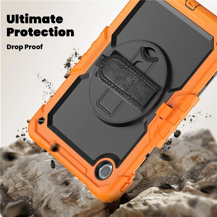 For Lenovo Tab M11 TB330FU / Xiaoxin Pad 11 2024 TB331FC Kickstand Case PC+Silicone Tablet Cover - Black+Orange