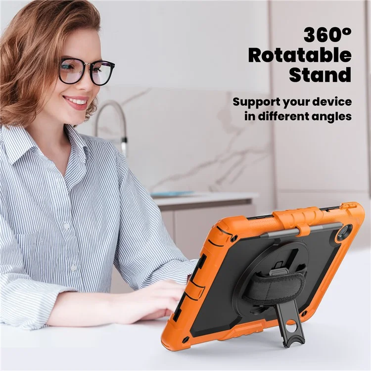 For Lenovo Tab M11 TB330FU / Xiaoxin Pad 11 2024 TB331FC Kickstand Case PC+Silicone Tablet Cover - Black+Orange