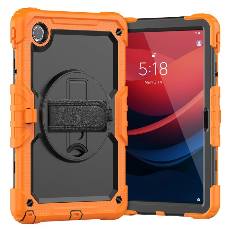 For Lenovo Tab M11 TB330FU / Xiaoxin Pad 11 2024 TB331FC Kickstand Case PC+Silicone Tablet Cover - Black+Orange